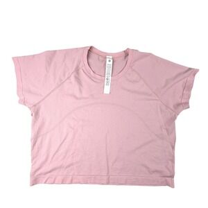 Lululemon Swiftly Tech Short Sleeve 2.0 Relaxed Crop Pink Shirt Size 14 LW3GZHS